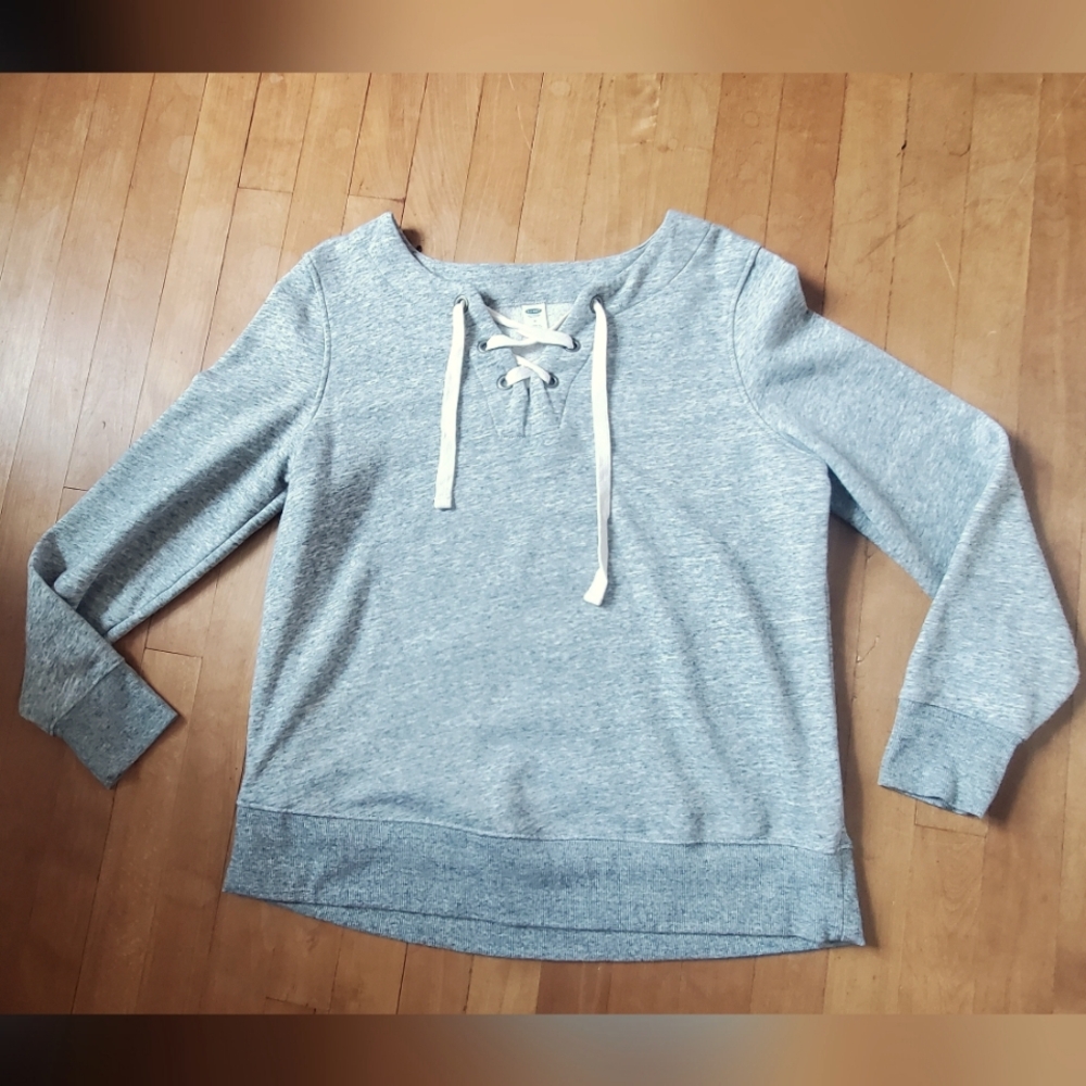 Old Navy Relaxed Lace Up French Terry Top